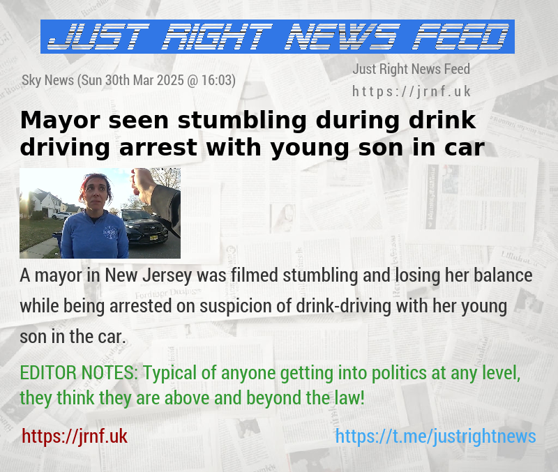 Mayor seen stumbling during drink—driving arrest with young son in car