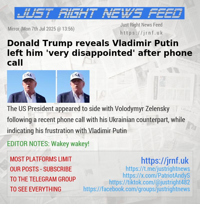 Donald Trump reveals Vladimir Putin left him ’very disappointed’ after phone call
