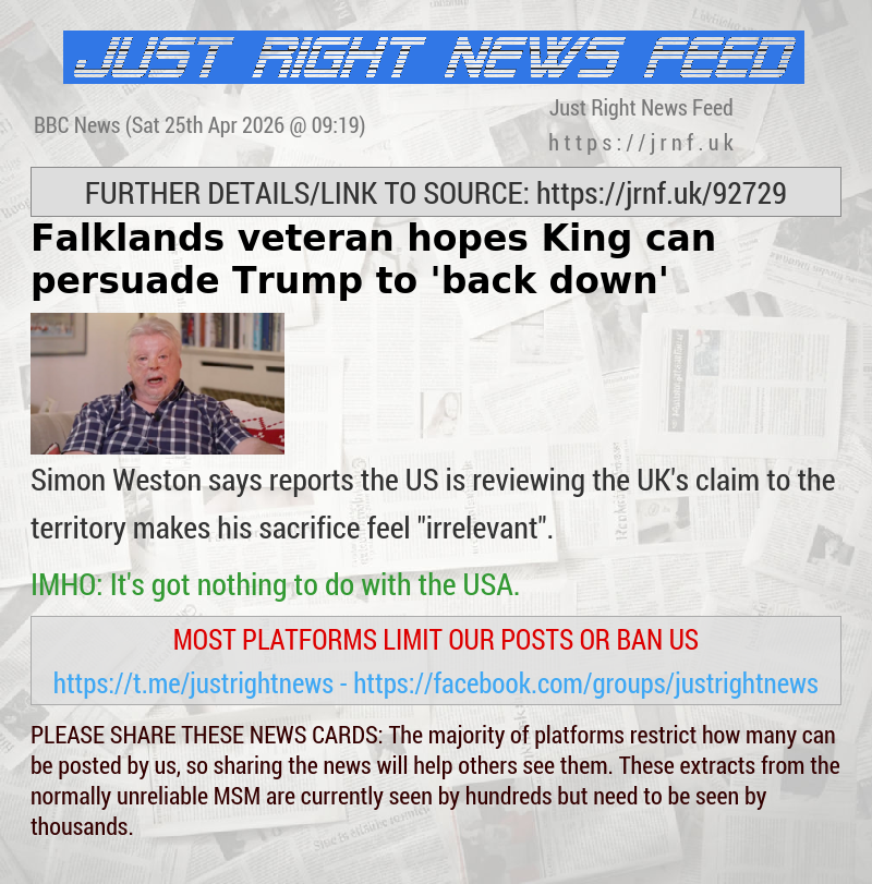 Falklands  veteran hopes King can persuade Trump to ’back down’