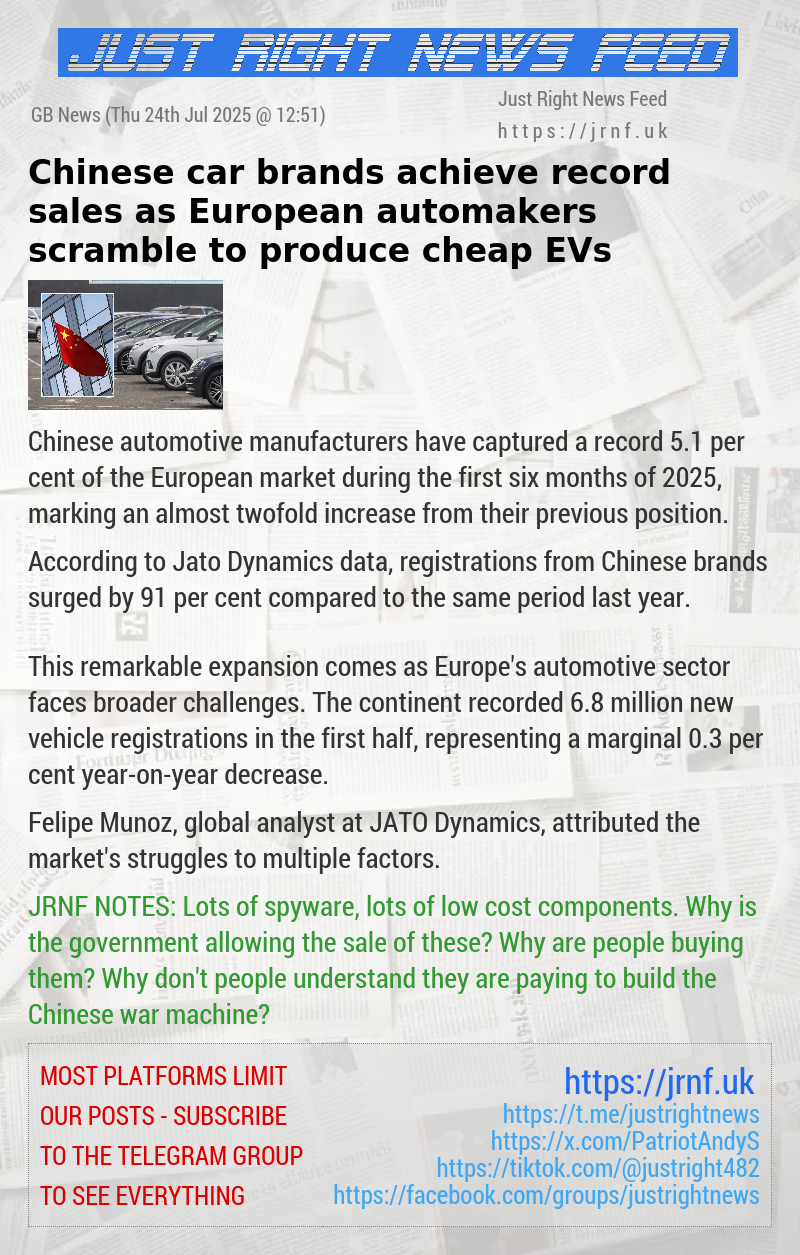 Chinese car brands achieve record sales as European automakers scramble to produce cheap EVs