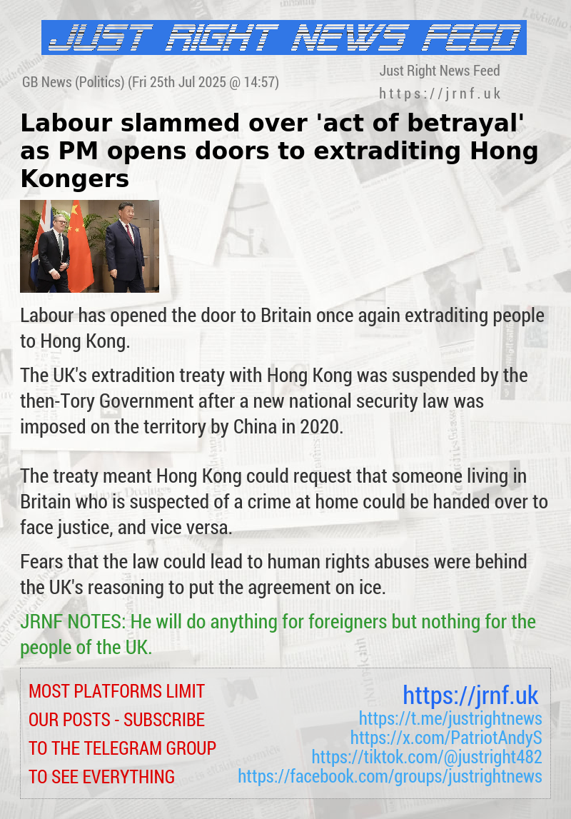 Labour slammed over ’act of betrayal’ as PM opens doors to extraditing Hong Kongers