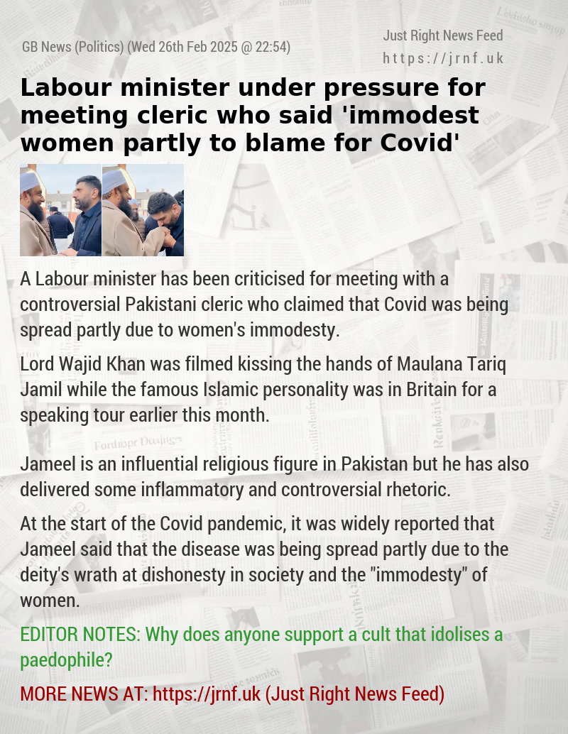 Labour minister under pressure for meeting cleric who said ’immodest women partly to blame for Covid’