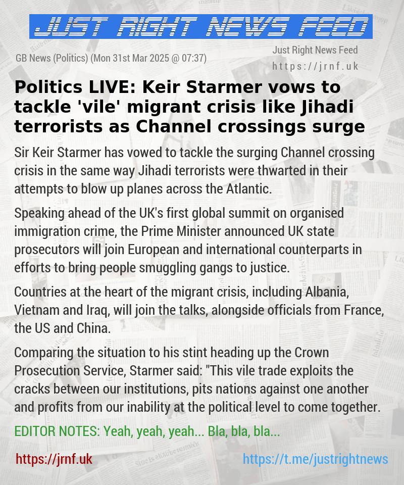 Politics LIVE: Keir Starmer vows to tackle ’vile’ migrant crisis like Jihadi terrorists as Channel crossings surge