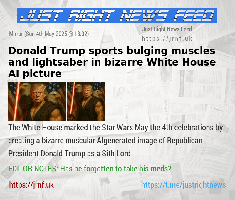 Donald Trump sports bulging muscles and lightsaber in bizarre White House AI picture
