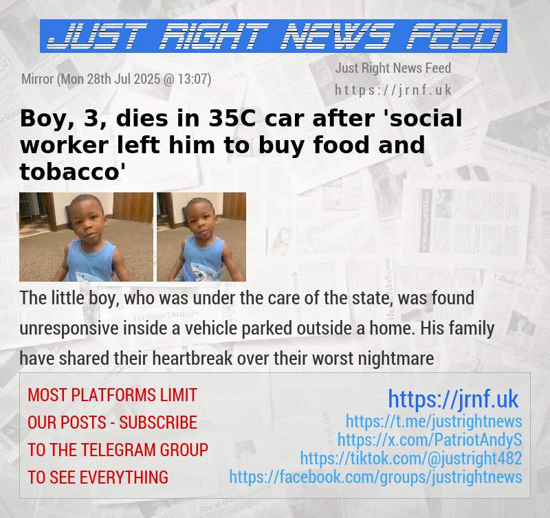 Boy, 3, dies in 35C car after ’social worker left him to buy food and tobacco’