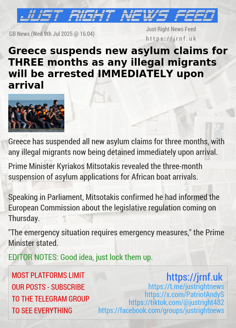 Greece suspends new asylum claims for THREE months as any illegal migrants will be arrested IMMEDIATELY upon arrival