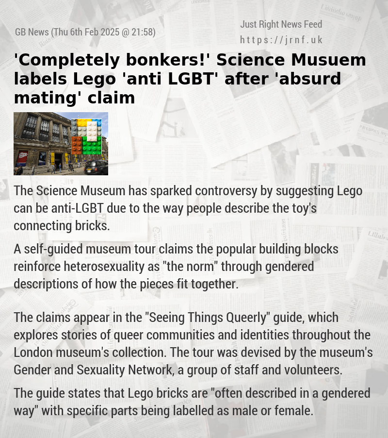 ’Completely bonkers!’ Science Musuem labels Lego ’anti—LGBT’ after ’absurd mating’ claim