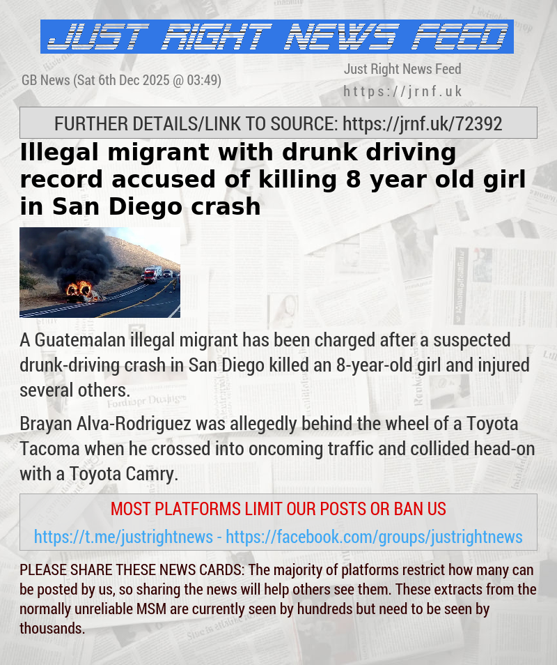 Illegal migrant with drunk driving record accused of killing 8—year—old girl in San Diego crash