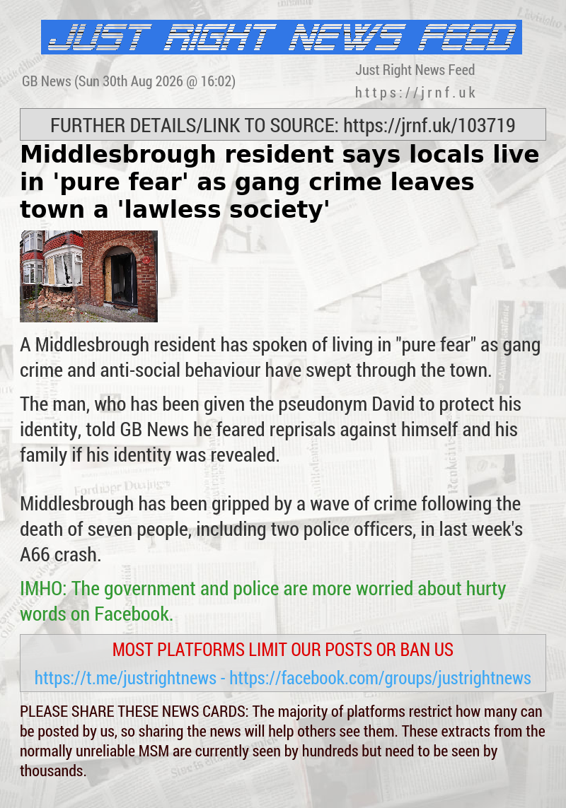 Middlesbrough resident says locals live in ‘pure fear’ as gang crime leaves town a ‘lawless society’