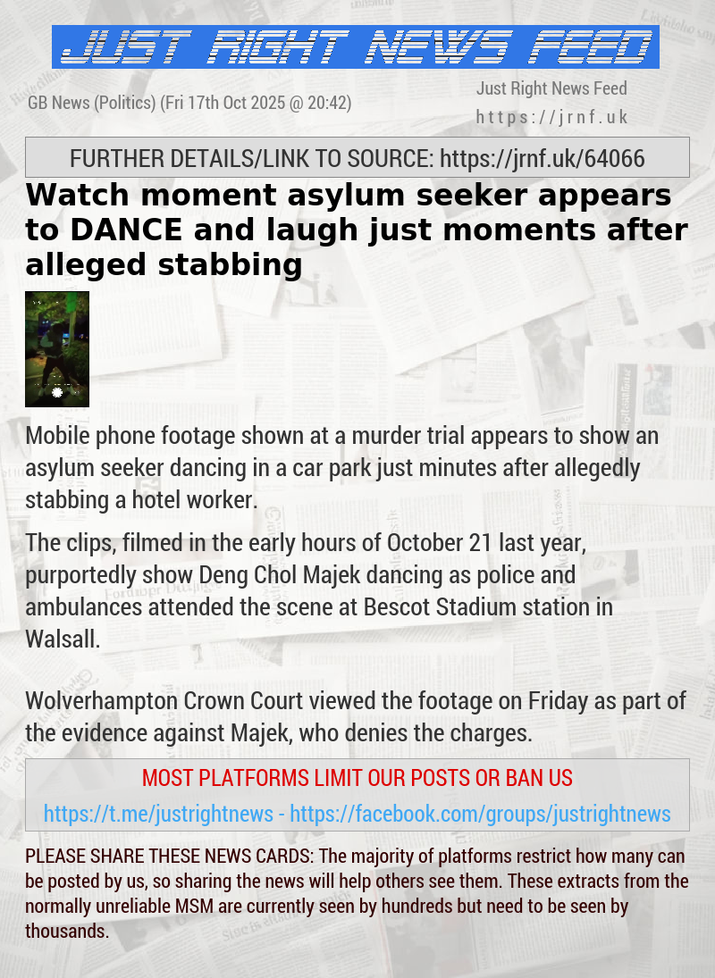 Watch moment asylum seeker appears to DANCE and laugh just moments after alleged stabbing