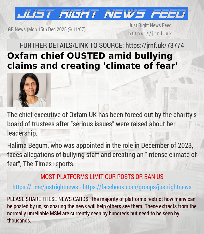 Oxfam chief OUSTED amid bullying claims and creating ’climate of fear’