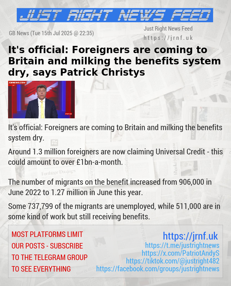 It’s official: Foreigners are coming to Britain and milking the benefits system dry, says Patrick Christys