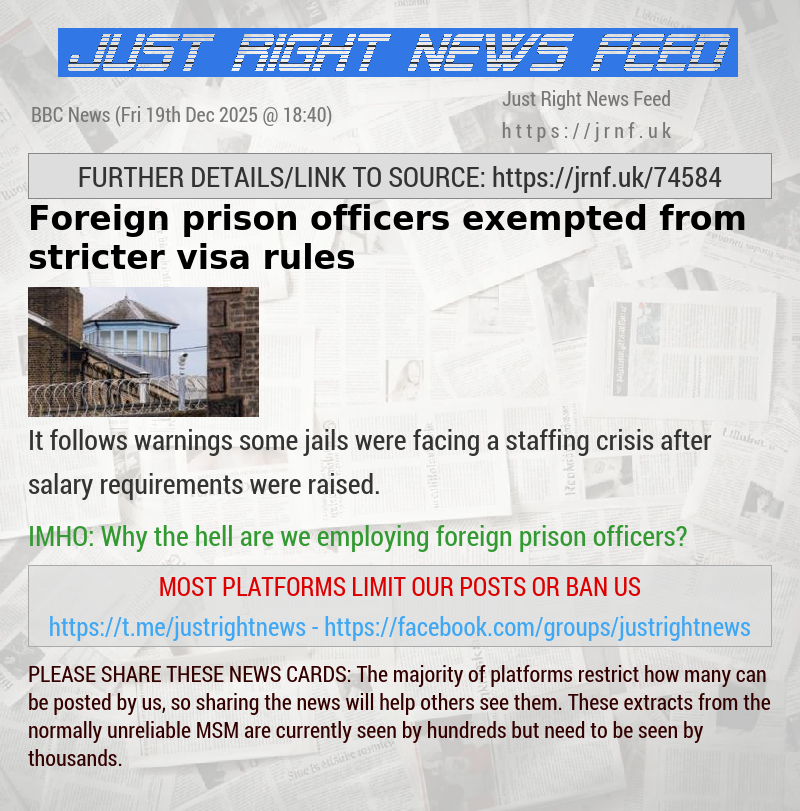 Foreign prison officers exempted from stricter visa rules
