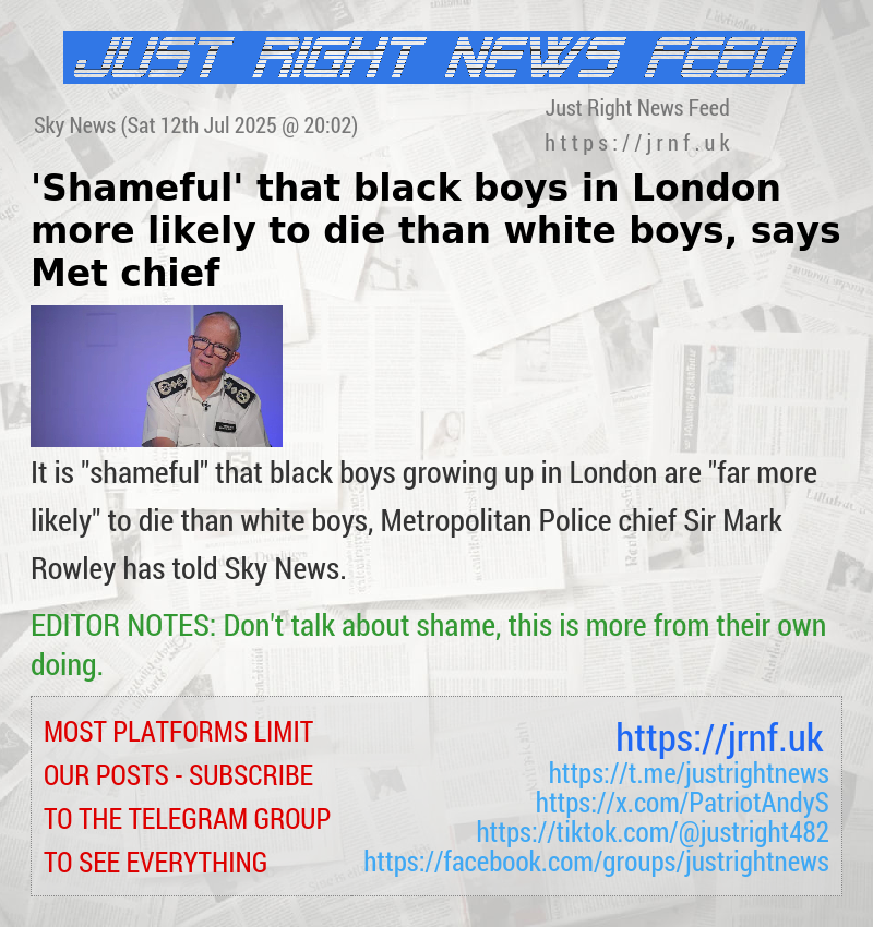 ’Shameful’ that black boys in London more likely to die than white boys, says Met chief
