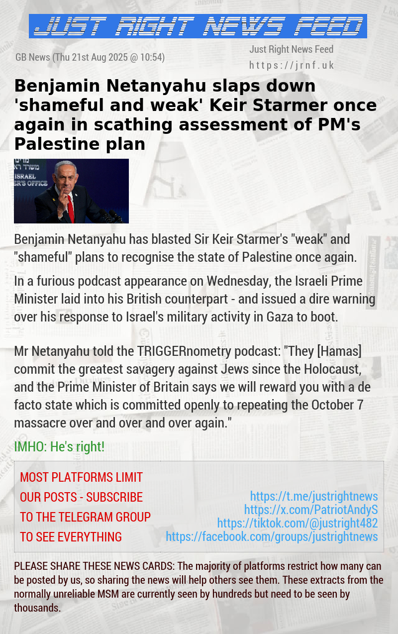 Benjamin Netanyahu slaps down ’shameful and weak’ Keir Starmer once again in scathing assessment of PM’s Palestine plan