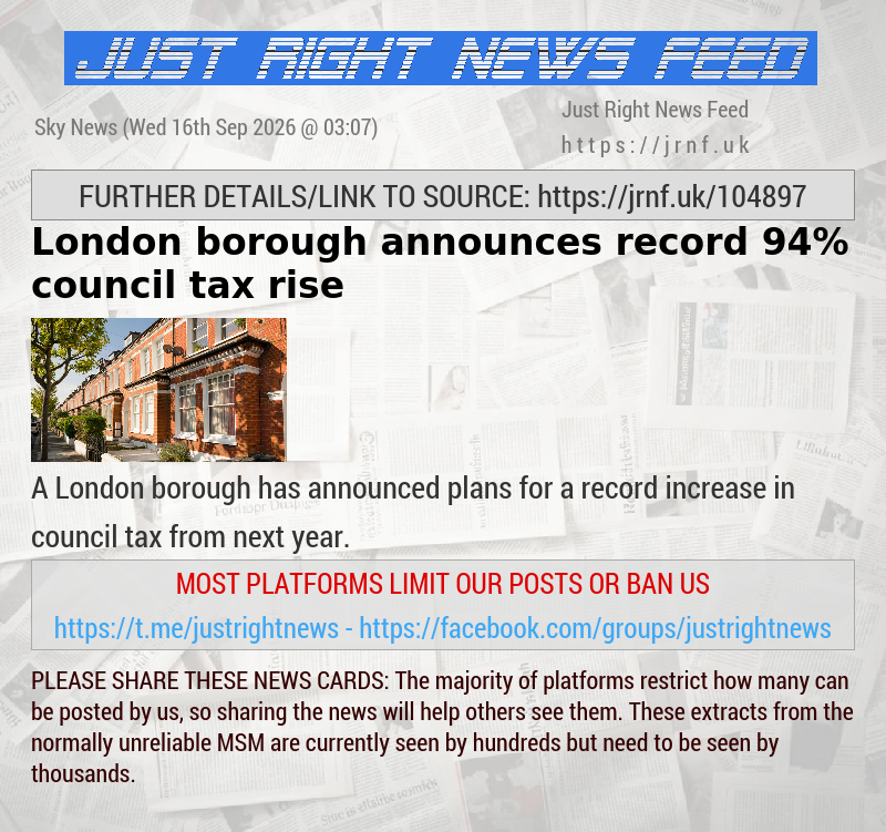 London borough announces record 94% council tax rise