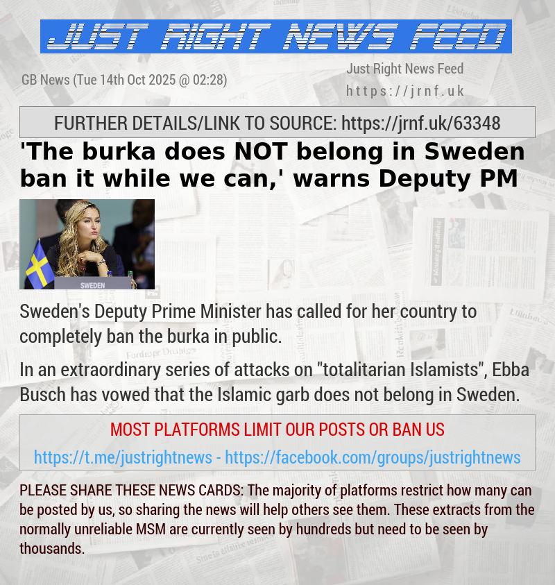 ’The burka does NOT belong in Sweden — ban it while we can,’ warns Deputy PM