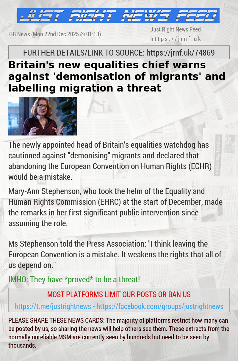 Britain’s new equalities chief warns against ‘demonisation of migrants’ and labelling migration a threat