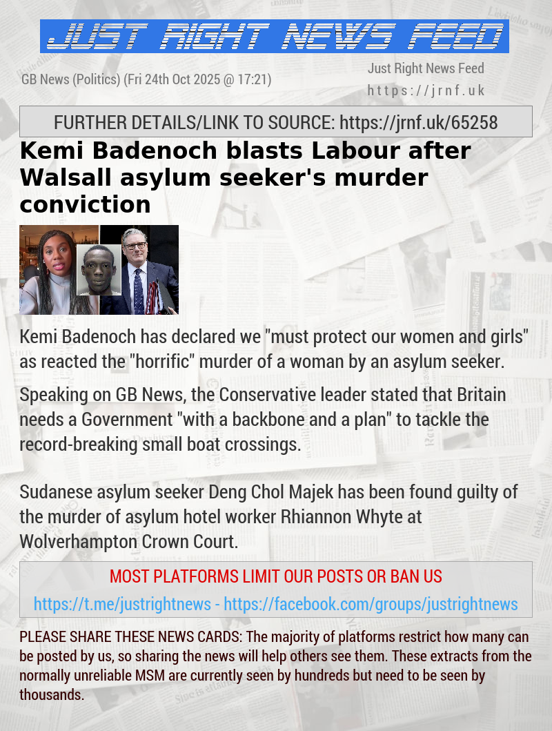 Kemi Badenoch blasts Labour after Walsall asylum seeker’s murder conviction