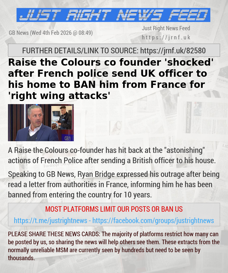 Raise the Colours co—founder ’shocked’ after French police send UK officer to his home to BAN him from France for ’right—wing attacks’