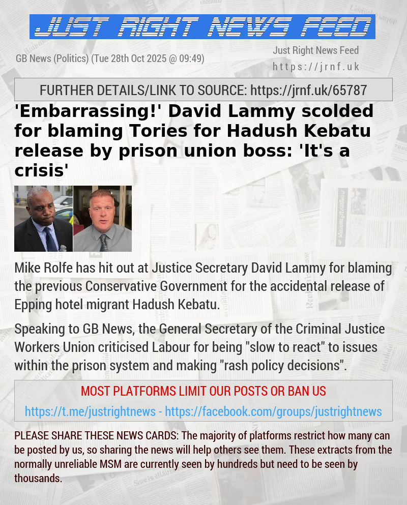 ’Embarrassing!’ David Lammy scolded for blaming Tories for Hadush Kebatu release by prison union boss: ’It’s a crisis’