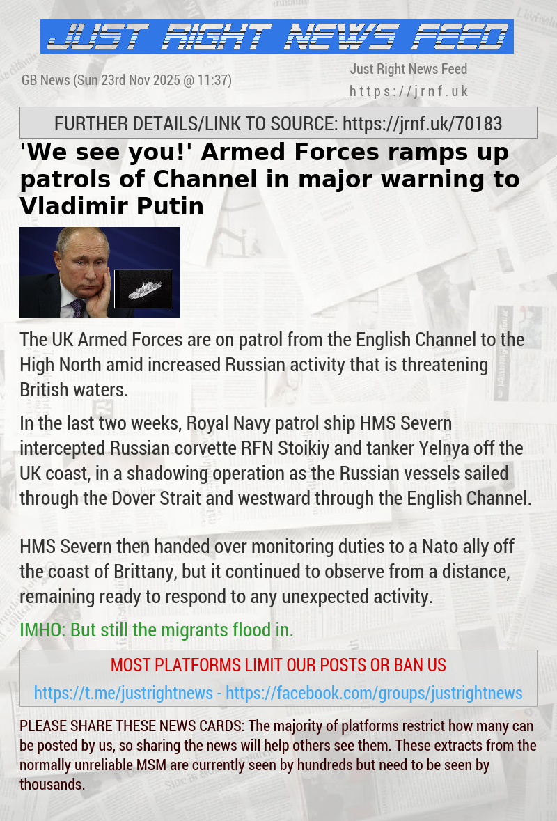 ’We see you!’ Armed Forces ramps up patrols of Channel in major warning to Vladimir Putin