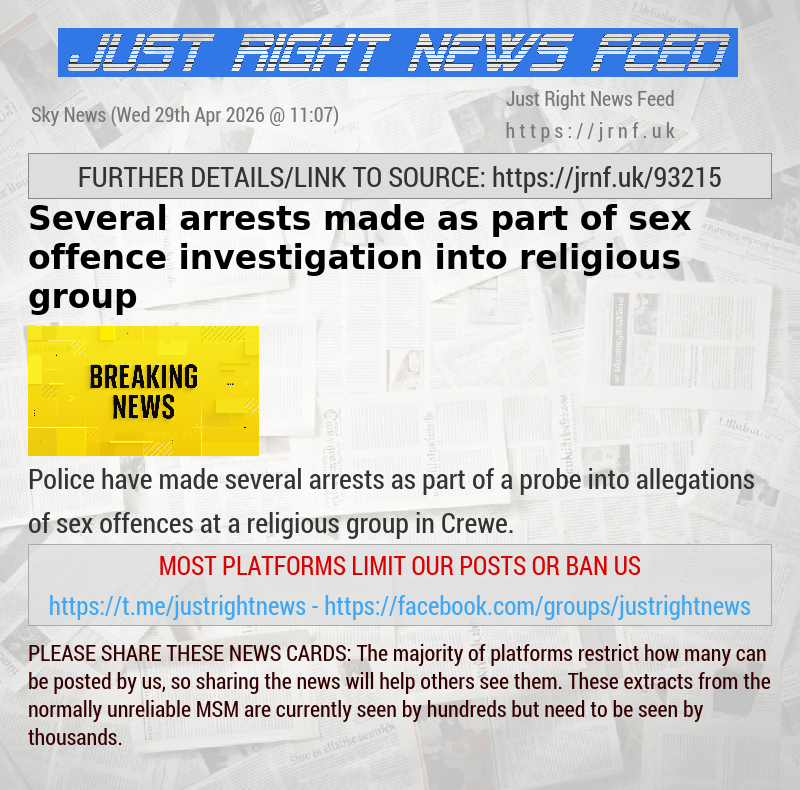 Several arrests made as part of sex offence investigation into religious group