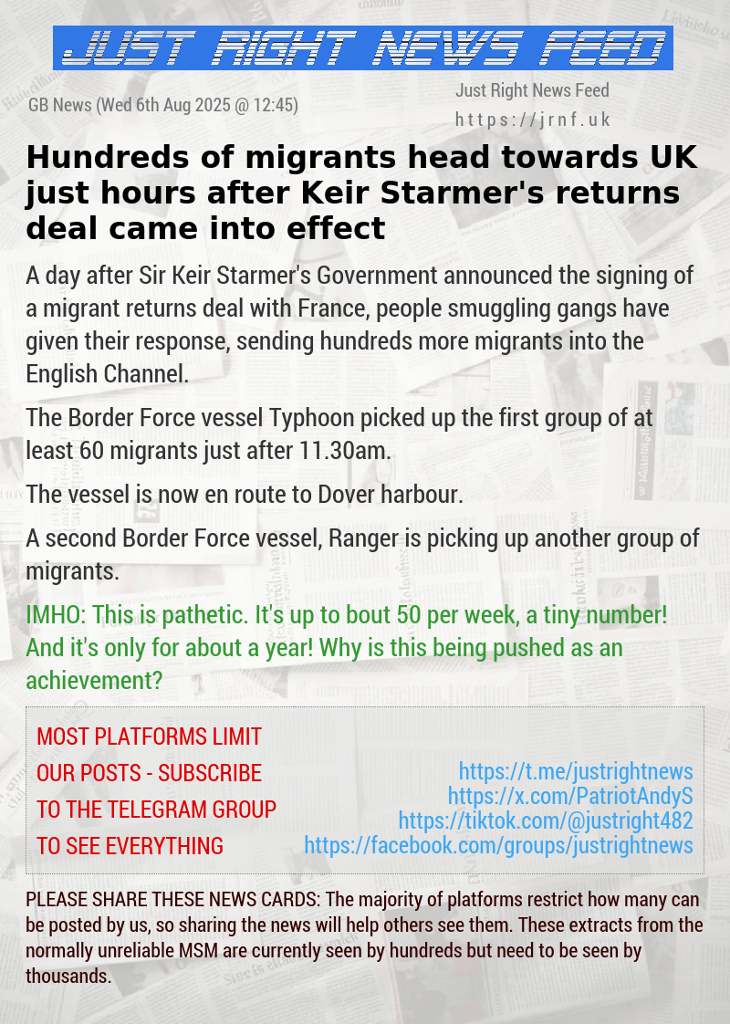 Hundreds of migrants head towards UK just hours after Keir Starmer’s returns deal came into effect