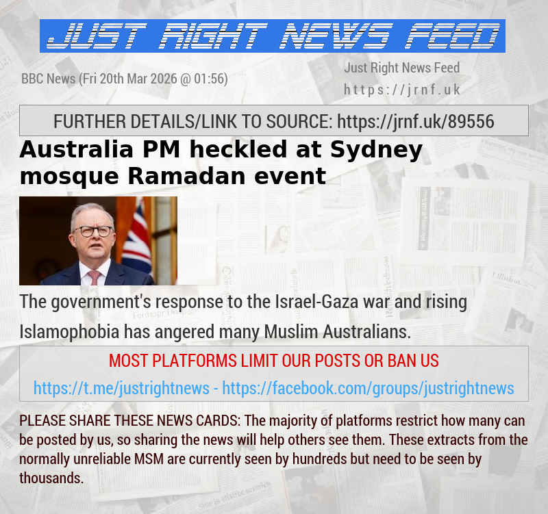 Australia PM heckled at Sydney mosque Ramadan event