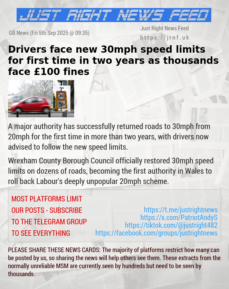 Drivers face new 30mph speed limits for first time in two years as thousands face £100 fines