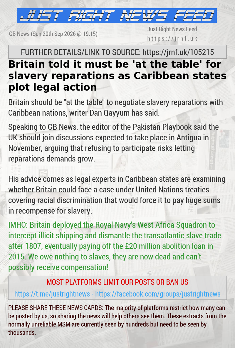 Britain told it must be ‘at the table’ for slavery reparations as Caribbean states plot legal action