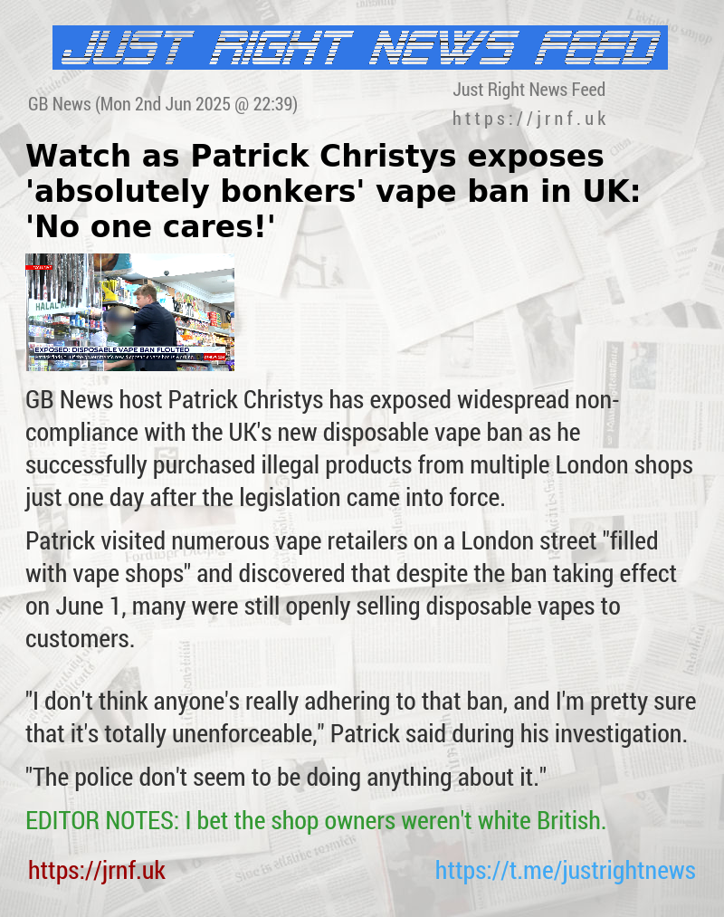 Watch as Patrick Christys exposes ’absolutely bonkers’ vape ban in UK: ’No one cares!’