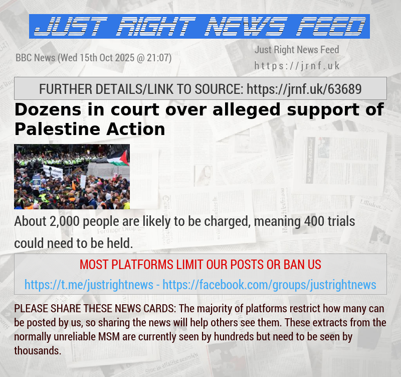 Dozens in court over alleged support of Palestine Action