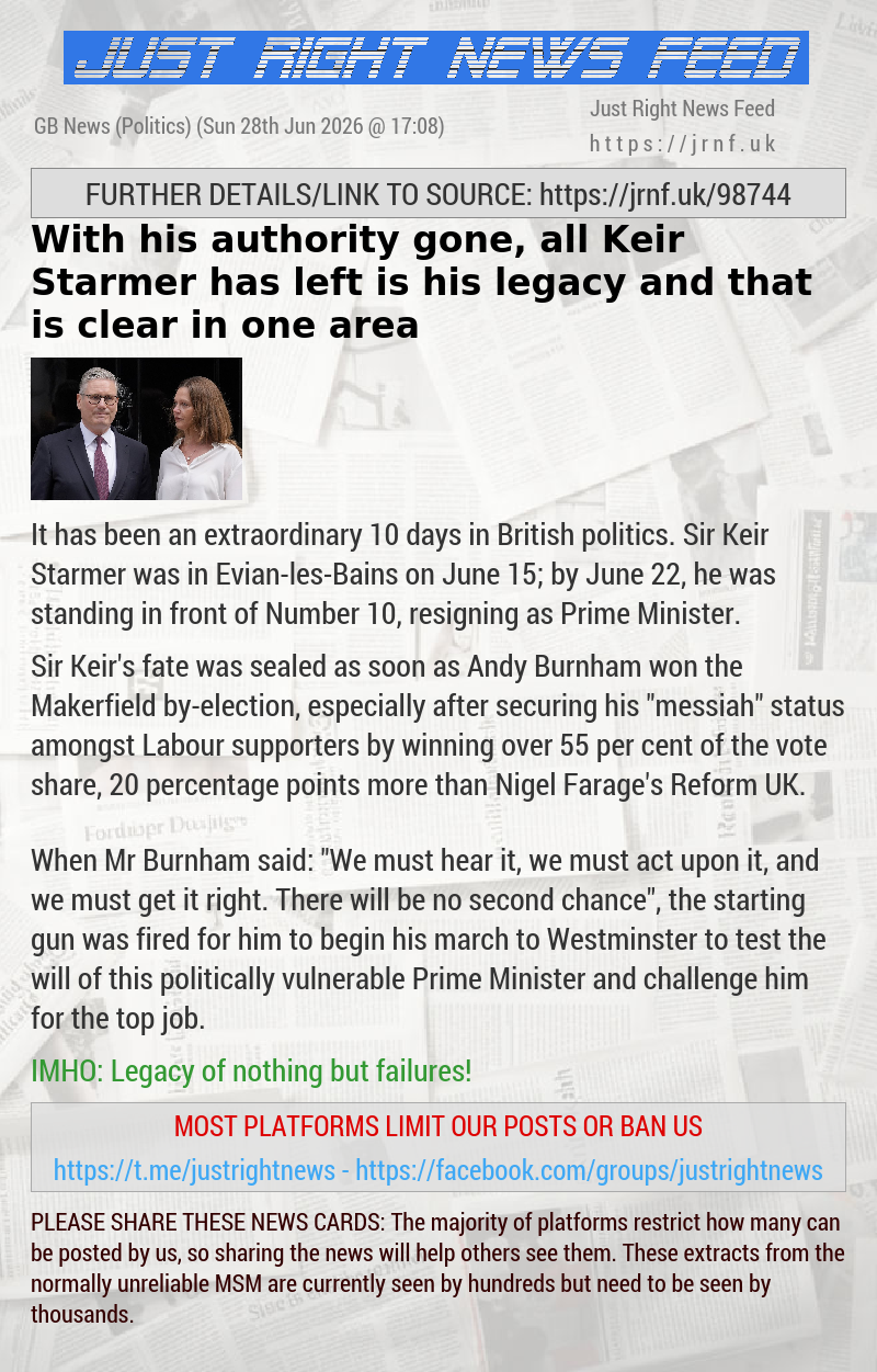 With his authority gone, all Keir Starmer has left is his legacy and that is clear in one area