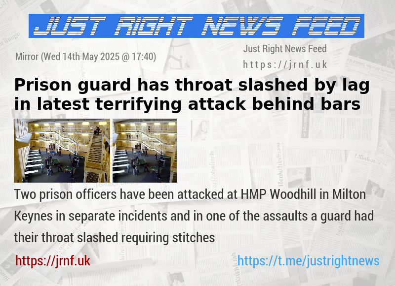 Prison guard has throat slashed by lag in latest terrifying attack behind bars