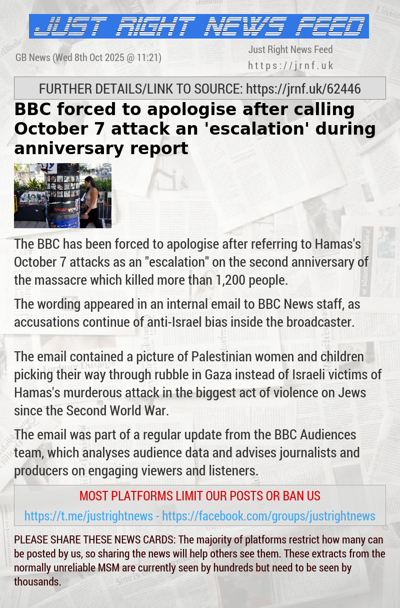 BBC forced to apologise after calling October 7 attack an ’escalation’ during anniversary report