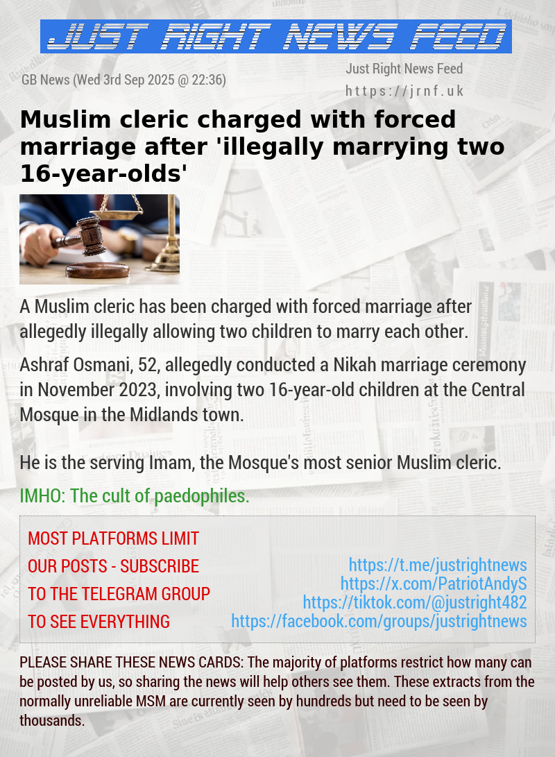 Muslim cleric charged with forced marriage after ’illegally marrying two 16—year—olds’