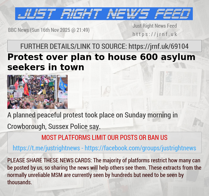 Protest over plan to house 600 asylum seekers in town