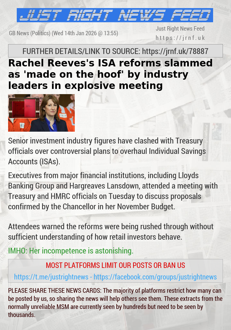 Rachel Reeves’s ISA reforms slammed as ’made on the hoof’ by industry leaders in explosive meeting