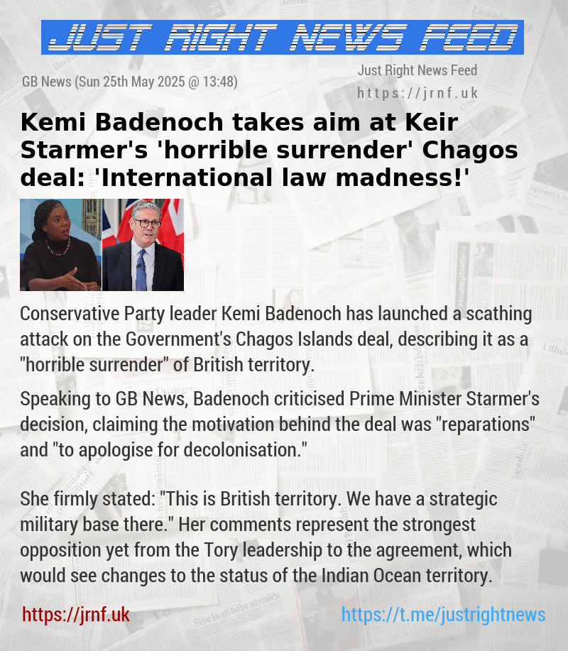 Kemi Badenoch takes aim at Keir Starmer’s ’horrible surrender’ Chagos deal: ’International law madness!’