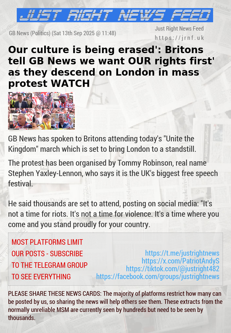 ‘Our culture is being erased’: Britons tell GB News ‘we want OUR rights first’ as they descend on London in mass protest — WATCH