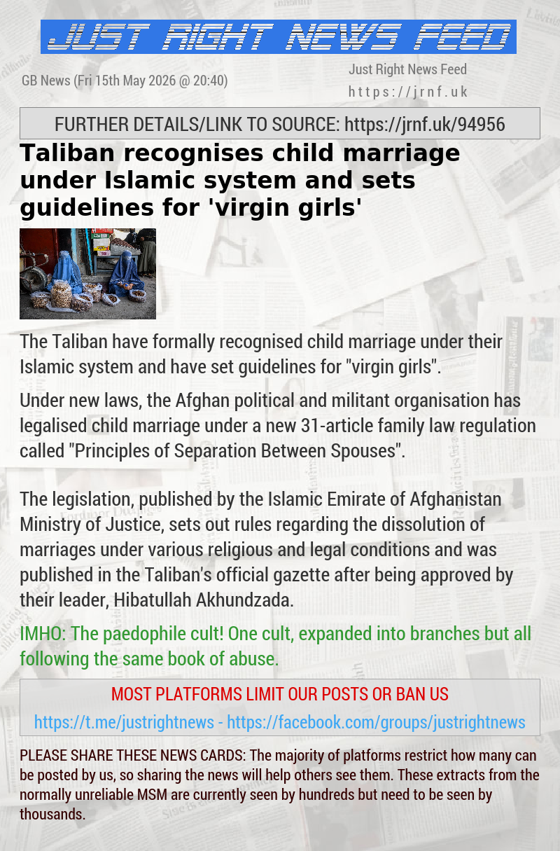 Taliban recognises child marriage under Islamic system and sets guidelines for ’virgin girls’