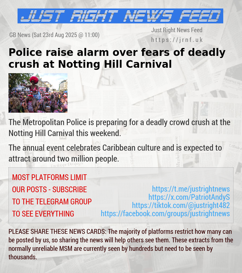 Police raise alarm over fears of deadly crush at Notting Hill Carnival