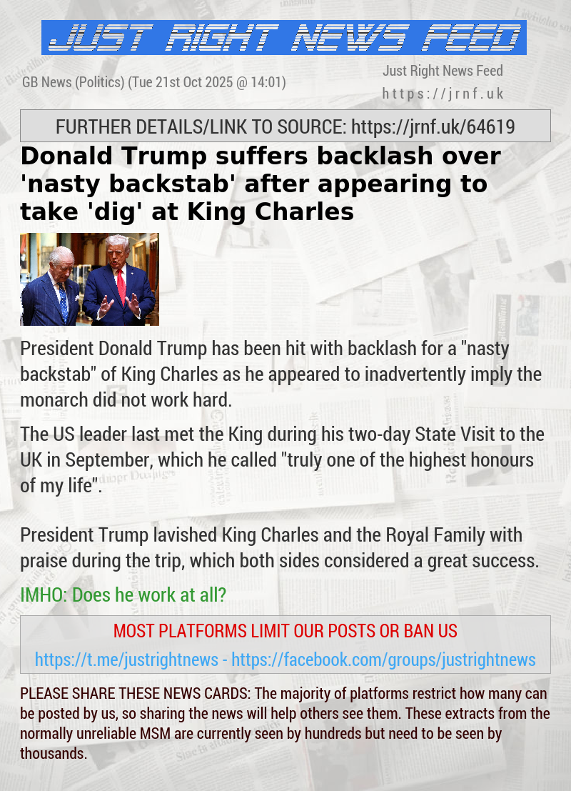 Donald Trump suffers backlash over ‘nasty backstab’ after appearing to take ‘dig’ at King Charles