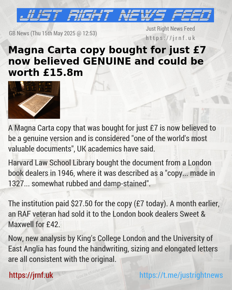 Magna Carta copy bought for just £7 now believed GENUINE and could be worth £15.8m