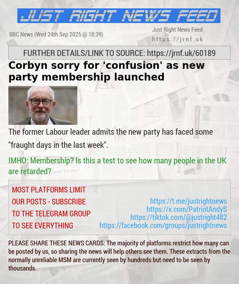 Corbyn sorry for ’confusion’ as new party membership launched