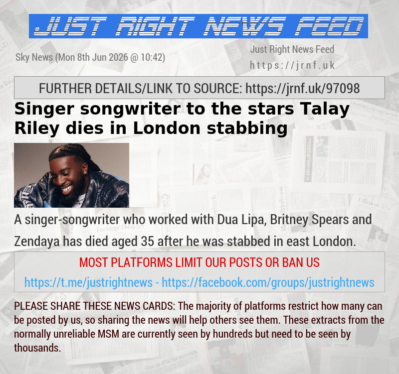 Singer—songwriter to the stars Talay Riley dies in London stabbing