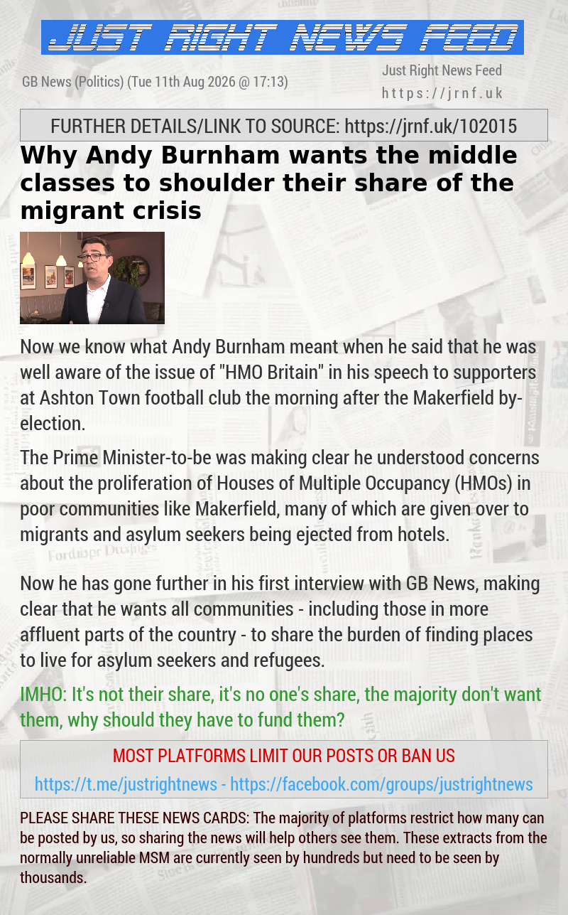 Why Andy Burnham wants the middle classes to shoulder their share of the migrant crisis