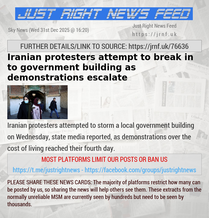 Iranian protesters attempt to break in to government building as demonstrations escalate