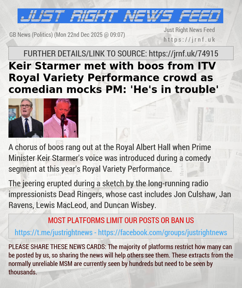 Keir Starmer met with boos from ITV Royal Variety Performance crowd as comedian mocks PM: ’He’s in trouble’
